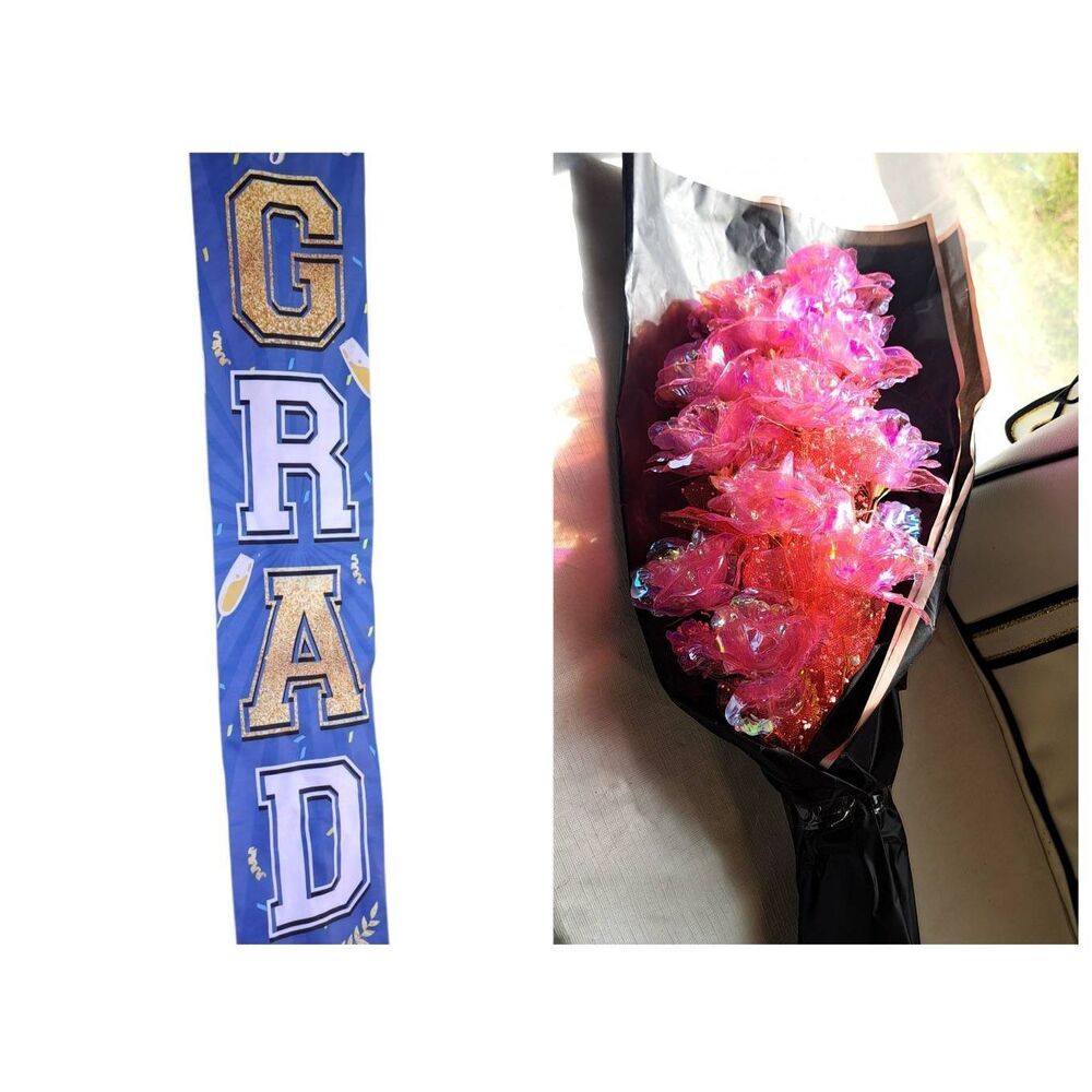 Graduation Banner Decoration & Light Up Bouquet